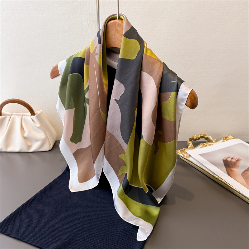 Scarf Silk Square - 2026 新しい女性スクエアスカーフ模造シルク花柄ネッカチーフバンダナ女性ショールスカーフラップヘッドヘアバンドネクタイ