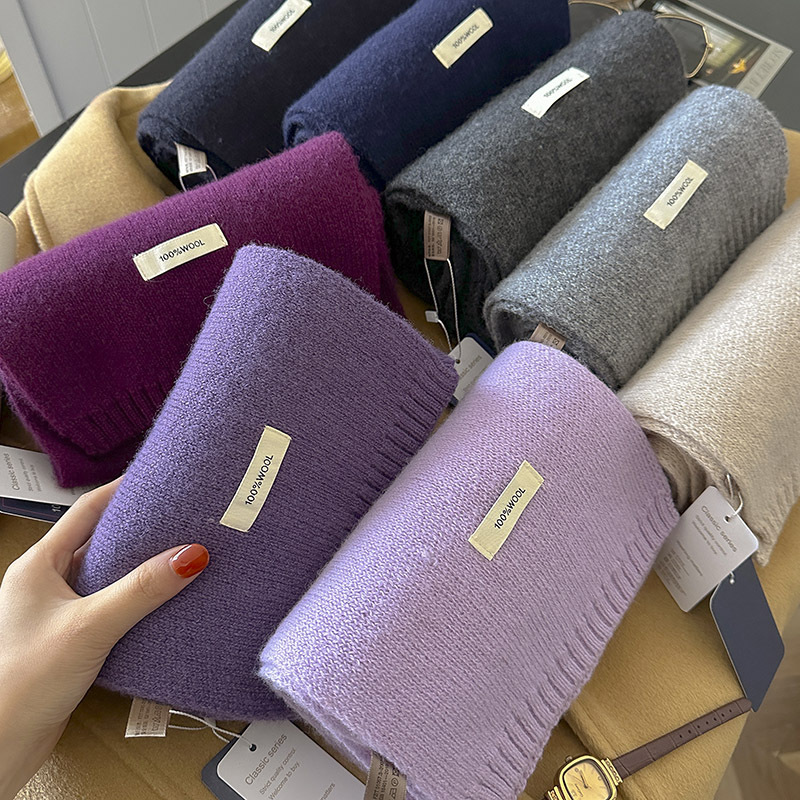 48色のピュアウールスカーフ 秋冬用 高品質 柔らかく暖かい - Muffler Men Wool のレビューと価格