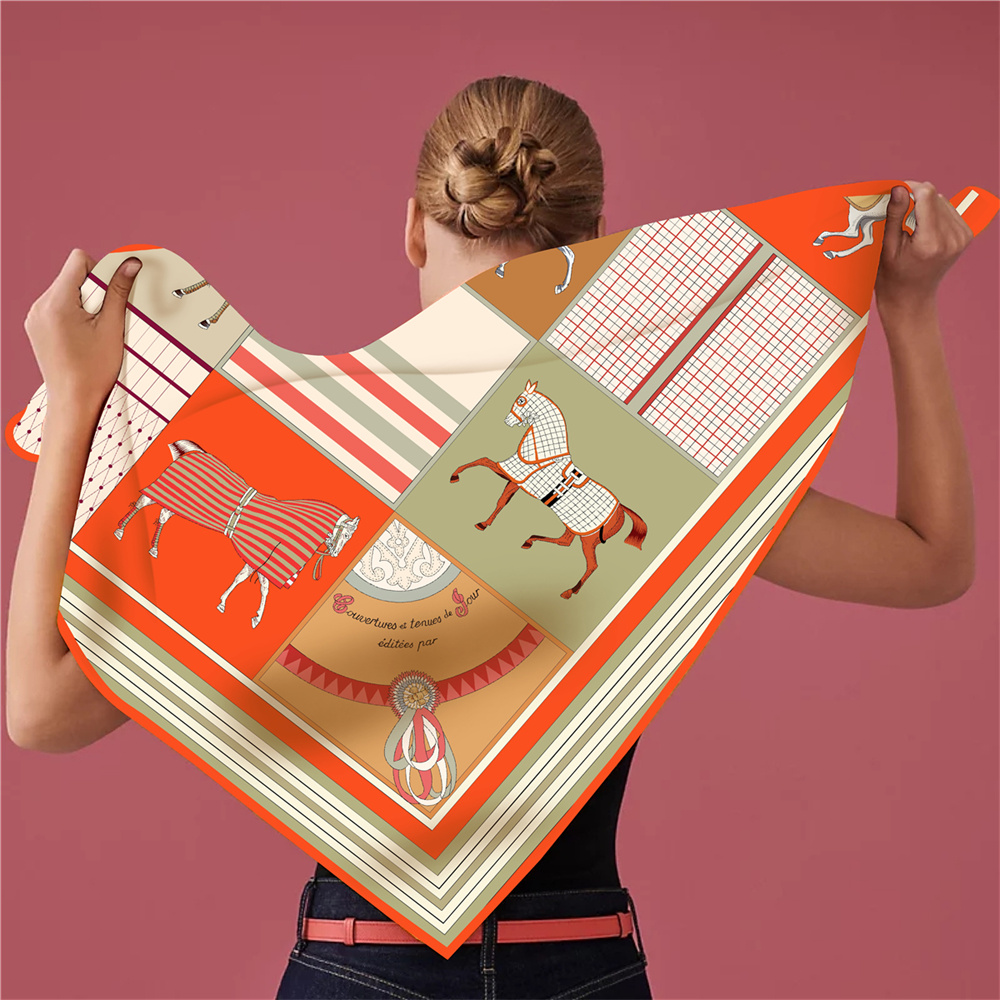 新デザインのプリントシルクスカーフ、レディース用ショール、ネ - Scarf Silk Square のレビューと価格